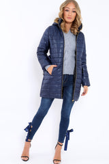 Navy Longline Puffer Jacket - Alexandra-Coats