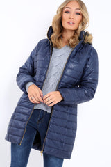 Navy Longline Puffer Jacket - Alexandra-Coats