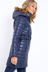 Navy Longline Puffer Jacket - Alexandra-Coats