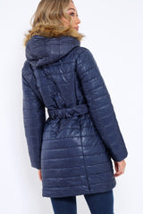 Navy Longline Puffer Jacket - Alexandra-Coats