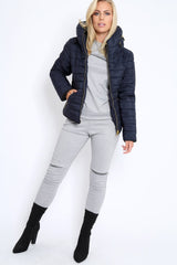 Navy Padded Coat - Zara-Coats