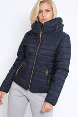 Navy Padded Coat - Zara-Coats