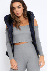 Navy Padded Gilet - Ariella-Jackets