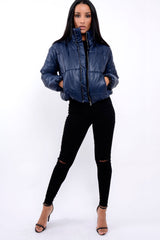 Navy Puffer Coat - Alyssa-Coats