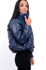 Navy Puffer Coat - Alyssa-Coats