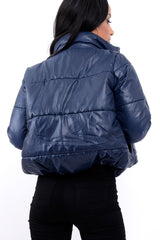 Navy Puffer Coat - Alyssa-Coats