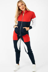 Navy Red White Colour Block Tracksuit - Karalynn-Co-ords