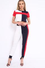 Navy Red and White Colour Block Co-ord - Sybil-Co-ords