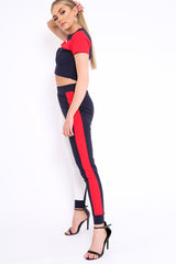 Navy Red and White Colour Block Co-ord - Sybil-Co-ords