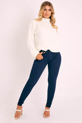 Navy Skinny Stretch Denim Jeans - Maeva-Jeans