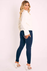 Navy Skinny Stretch Denim Jeans - Maeva-Jeans