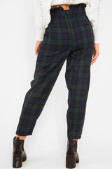 Navy Tartan Frill Detail Trousers - Bristal-Trousers