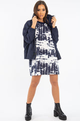 Navy Tie Dye Oversized T-Shirt Dress - Avriella-T-shirt