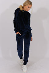 Navy Velvet Stripe Tracksuit - Armani-Tracksuits