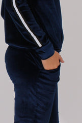 Navy Velvet Stripe Tracksuit - Armani-Tracksuits