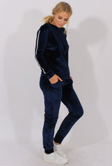 Navy Velvet Stripe Tracksuit - Armani-Tracksuits