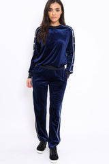 Navy Velvet Striped Set - Becka-Loungewear