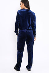 Navy Velvet Striped Set - Becka-Loungewear