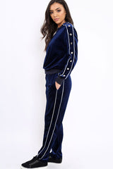 Navy Velvet Striped Set - Becka-Loungewear