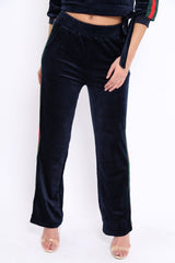 Navy Velvet Striped Set with Bow - Kelbie-Co-ords