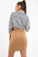 Navy White Stripe Oversized Button Down Shirt - Sopha-Shirts