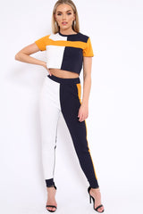 Navy Yellow and White Colour Block Co-ord - Sybil-Co-ords