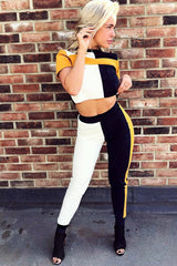 Navy Yellow and White Colour Block Co-ord - Sybil-Co-ords