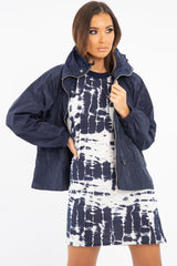 Navy Zip Front Rain Jacket - Idalie-Jackets