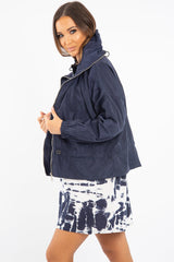 Navy Zip Front Rain Jacket - Idalie-Jackets