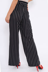 Navy and Brown Striped Wide Leg Trousers - Nalia-Trousers