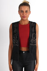 Naya Black Studded Waistcoat-Coats
