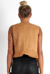 Naya Tan Studded Waistcoat-Coats