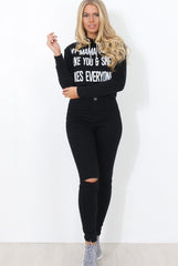 Neem Black Slogan Pullover Hoodie-Hoodies