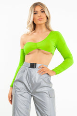 Neon Green Asymmetric Crop Top - Nicki-Crop Tops