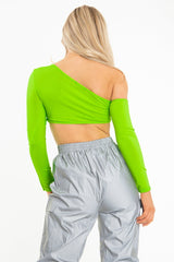 Neon Green Asymmetric Crop Top - Nicki-Crop Tops