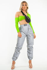 Neon Green Asymmetric Crop Top - Nicki-Crop Tops
