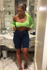 Neon Green Asymmetric Crop Top - Nicki-Crop Tops