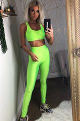 Neon Green Crop Bralet Leggings Co-Ord - Erinn-Co-ords
