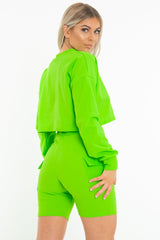 Neon Green Crop Top And Shorts Co-ord Set - Fina-Co-ords