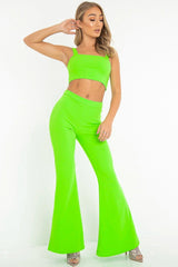 Neon Green Crop Top and Trousers Co-ord Set - Kimmy-Co-ords