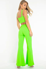 Neon Green Crop Top and Trousers Co-ord Set - Kimmy-Co-ords