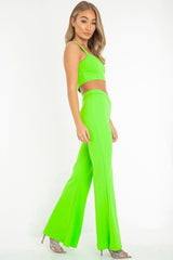 Neon Green Crop Top and Trousers Co-ord Set - Kimmy-Co-ords