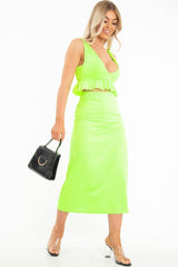 Neon Green Frill Hem Crop Top - Keya-Crop Tops