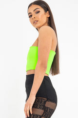 Neon Green One Shouldered Crop Top - Kamri-Crop Tops