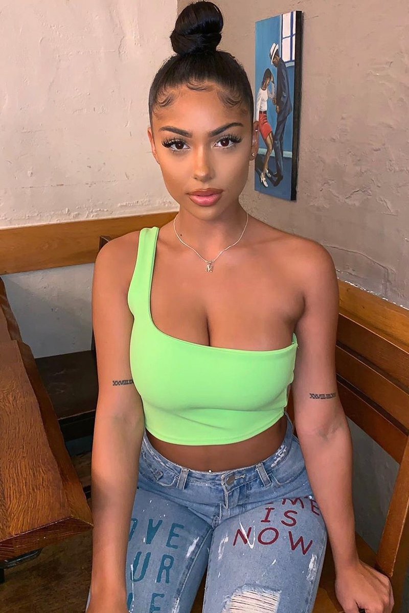 Neon Green One Shouldered Crop Top - Kamri-Crop Tops