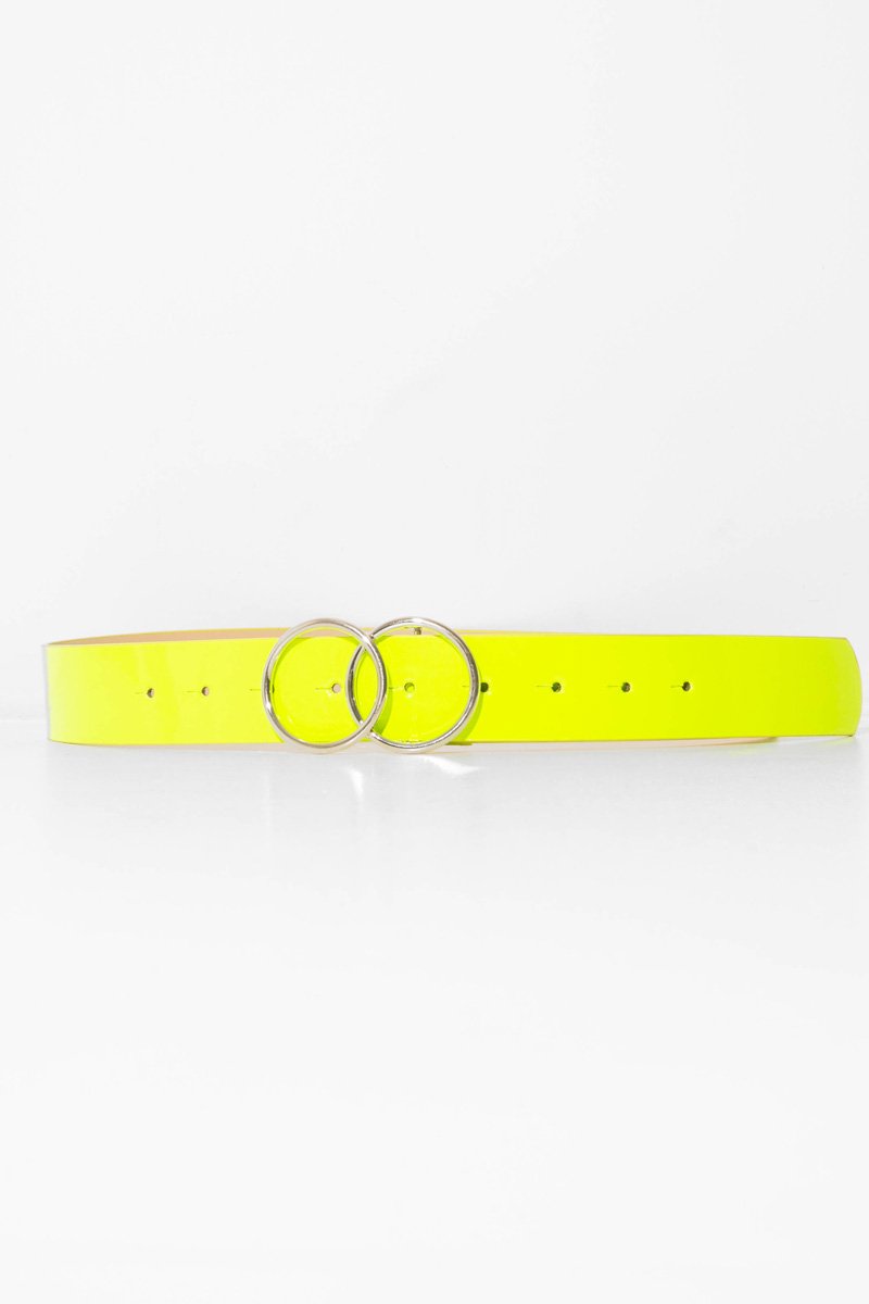 Neon Green PU Double Circle Buckle Belt - Tansy-Belts