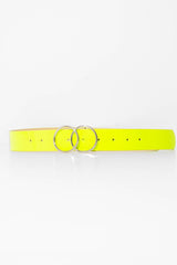 Neon Green PU Double Circle Buckle Belt - Tansy-Belts