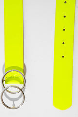 Neon Green PU Double Circle Buckle Belt - Tansy-Belts