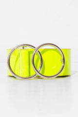 Neon Green PU Double Circle Buckle Belt - Tansy-Belts