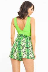 Neon Green Plunge Ruched Bodysuit - Sookie-Bodysuits